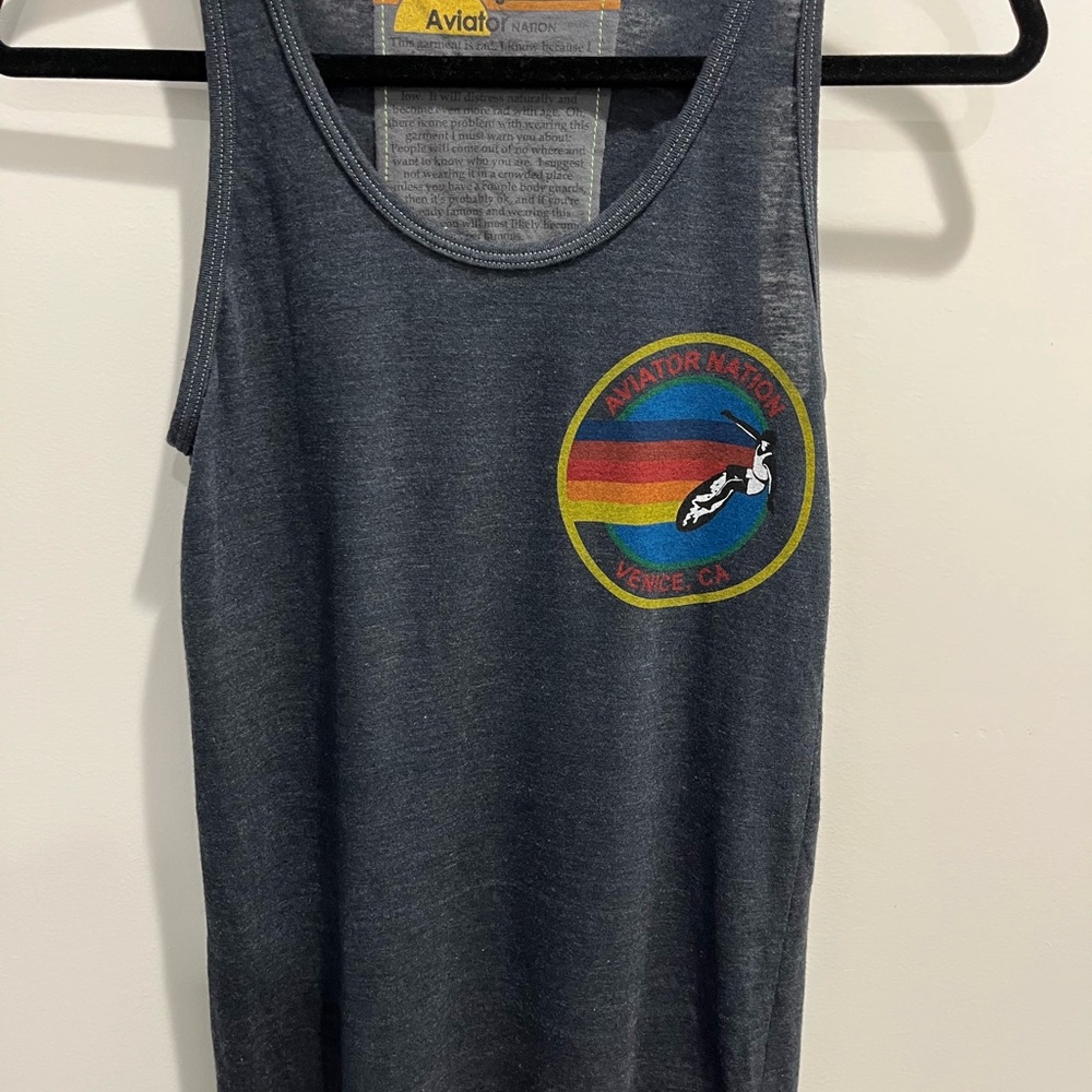 Aviator Nation Charcoal Tank with Vibrant Logo